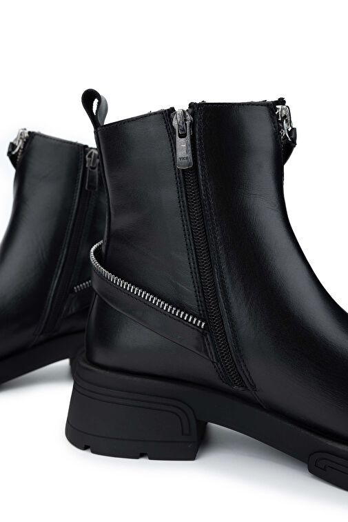 Tamer Tanca Kadın Hakiki Deri Siyah Deri Casual Bot - Görsel 5