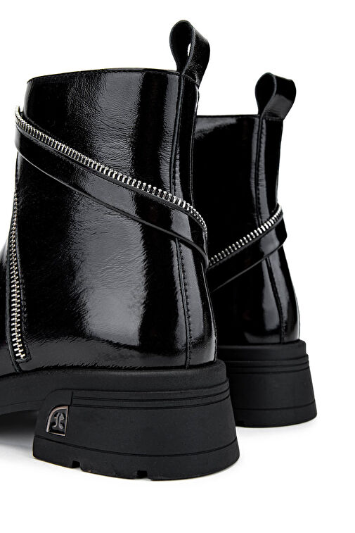 Tamer Tanca Kadın Hakiki Deri Siyah Rugan Casual Bot - Görsel 6