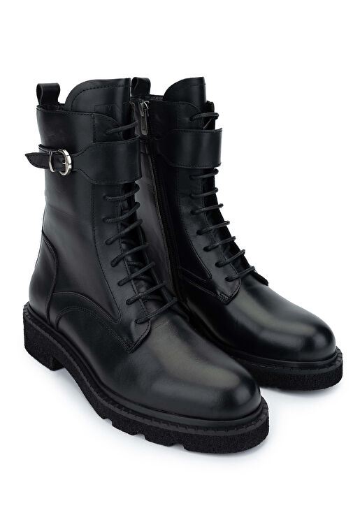 Tamer Tanca Kadın Hakiki Deri Siyah Deri Casual Bot - Görsel 3