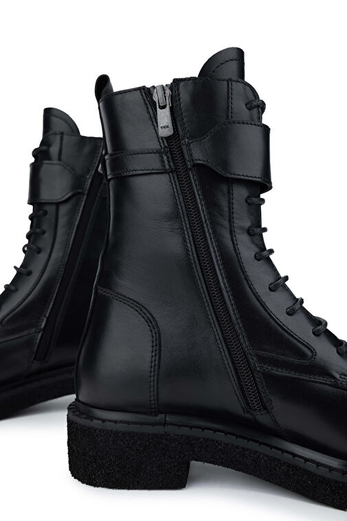 Tamer Tanca Kadın Hakiki Deri Siyah Deri Casual Bot - Görsel 5