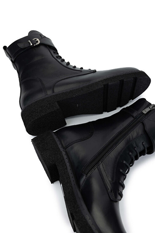 Tamer Tanca Kadın Hakiki Deri Siyah Deri Casual Bot - Görsel 6