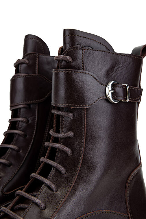 Tamer Tanca Kadın Hakiki Deri Kahverengi Casual Bot - Görsel 5