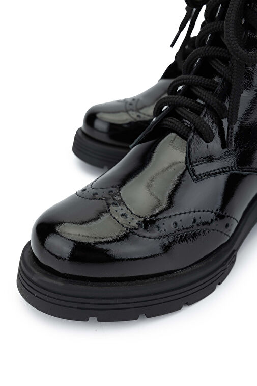 Tamer Tanca Kadın Hakiki Deri Siyah Rugan Casual Bot - Görsel 4