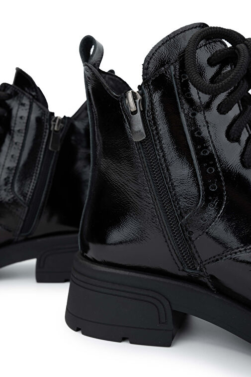 Tamer Tanca Kadın Hakiki Deri Siyah Rugan Casual Bot - Görsel 5