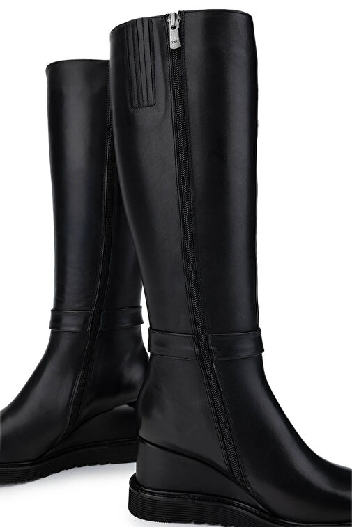 Tamer Tanca Kadın Hakiki Deri Siyah Deri Casual Çizme - Görsel 5
