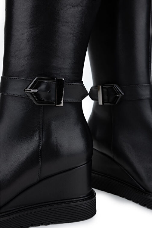 Tamer Tanca Kadın Hakiki Deri Siyah Deri Casual Çizme - Görsel 6