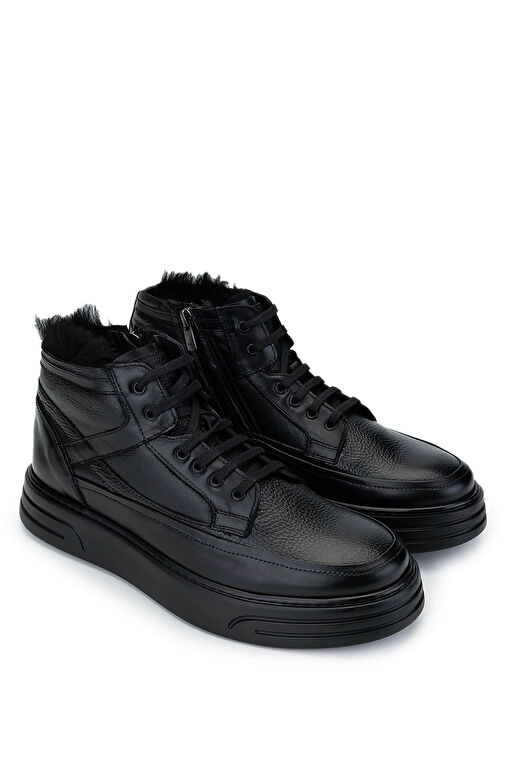 Tamer Tanca Erkek Hakiki Deri Siyah Casual Bot - Görsel 3