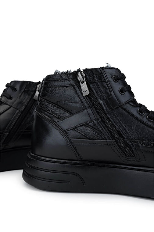 Tamer Tanca Erkek Hakiki Deri Siyah Casual Bot - Görsel 5