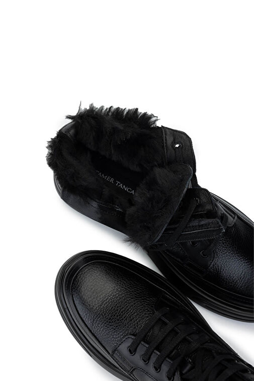 Tamer Tanca Erkek Hakiki Deri Siyah Casual Bot - Görsel 7