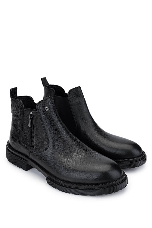 Tamer Tanca Erkek Hakiki Deri Siyah Casual Bot - Görsel 3