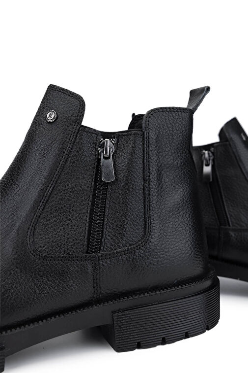 Tamer Tanca Erkek Hakiki Deri Siyah Casual Bot - Görsel 5