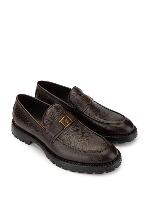 Tamer Tanca Erkek Hakiki Deri Kahverengi Loafer Ayakkabı - Görsel 3