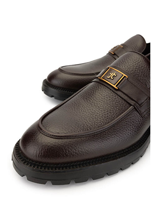 Tamer Tanca Erkek Hakiki Deri Kahverengi Loafer Ayakkabı - Görsel 4