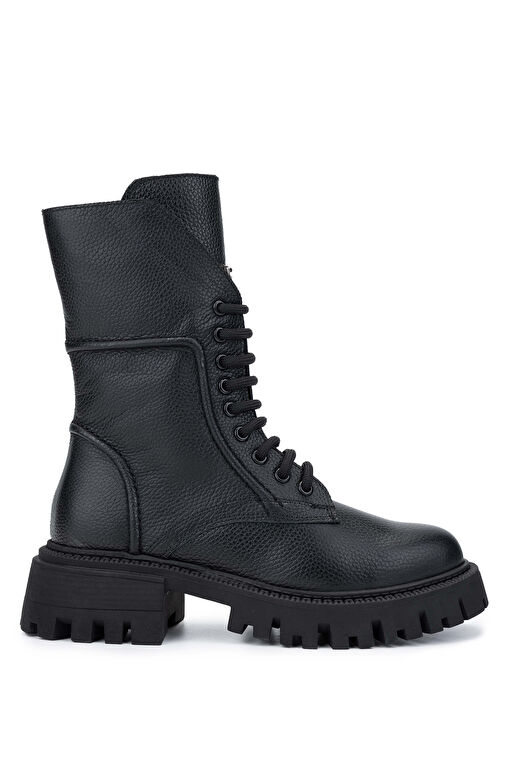 Tamer Tanca Kadın Hakiki Deri Siyah Floter Casual Bot - Görsel 2