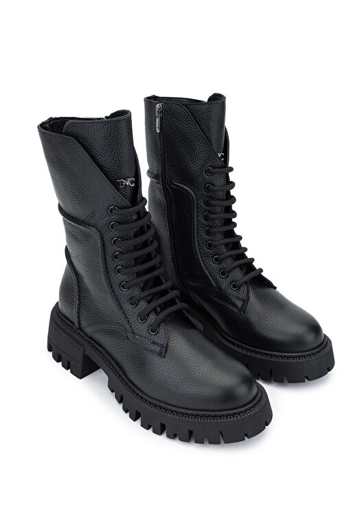 Tamer Tanca Kadın Hakiki Deri Siyah Floter Casual Bot - Görsel 3