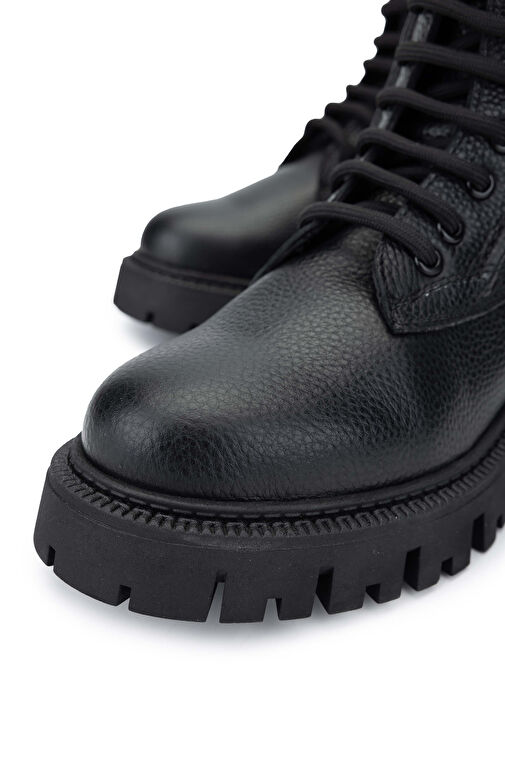 Tamer Tanca Kadın Hakiki Deri Siyah Floter Casual Bot - Görsel 4