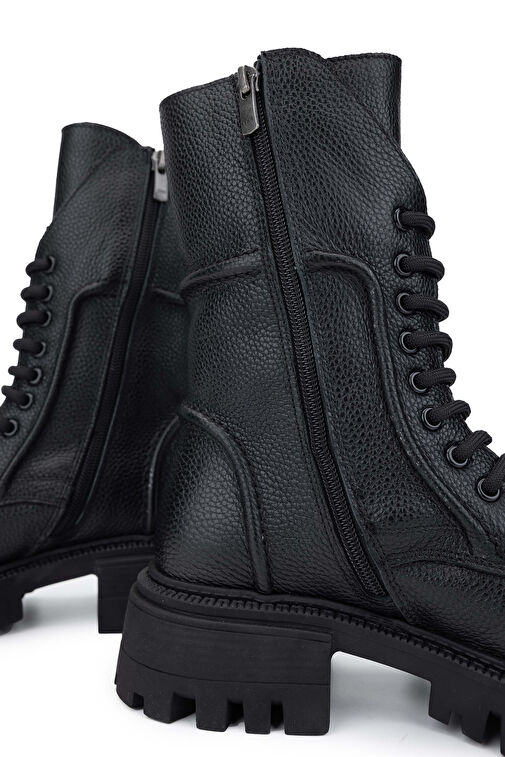 Tamer Tanca Kadın Hakiki Deri Siyah Floter Casual Bot - Görsel 5