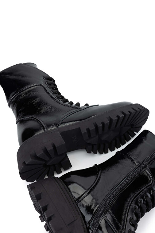 Tamer Tanca Kadın Hakiki Deri Siyah Rugan Casual Bot - Görsel 6