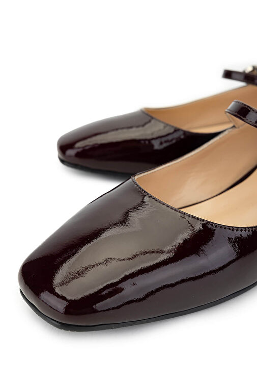 Tamer Tanca Kadın Hakiki Deri Bordo Rugan Babet Ayakkabı - Görsel 4