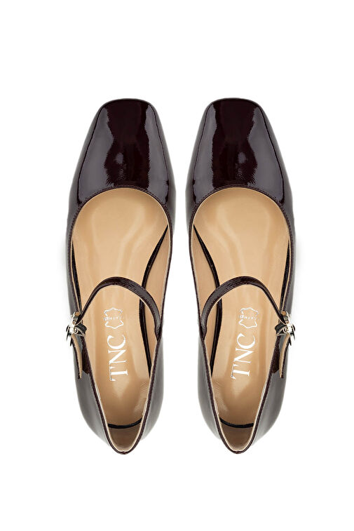 Tamer Tanca Kadın Hakiki Deri Bordo Rugan Babet Ayakkabı - Görsel 6