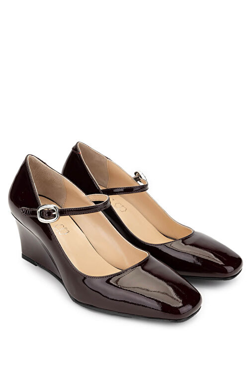 Tamer Tanca Kadın Hakiki Deri Bordo Topuklu Ayakkabı - Görsel 3