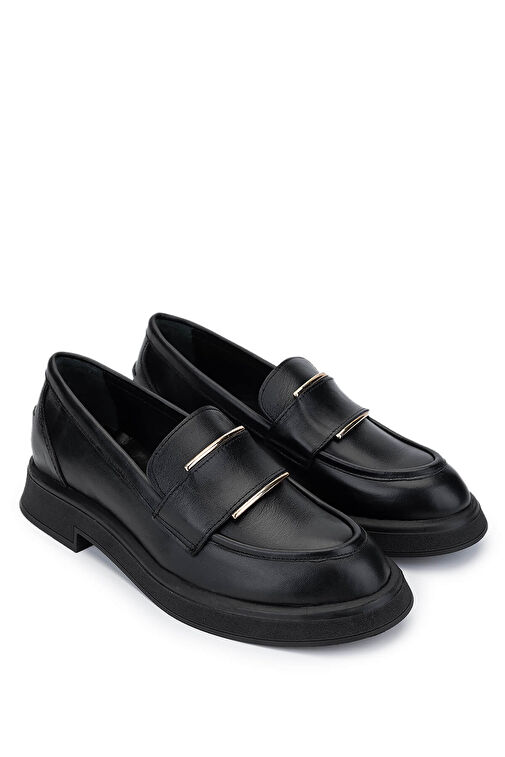 Tamer Tanca Kadın Hakiki Deri Siyah Deri Loafer Ayakkabı - Görsel 3