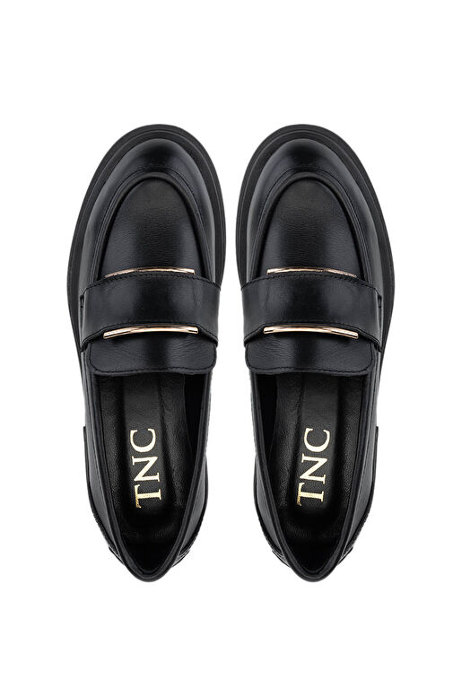 Tamer Tanca Kadın Hakiki Deri Siyah Deri Loafer Ayakkabı - Görsel 6