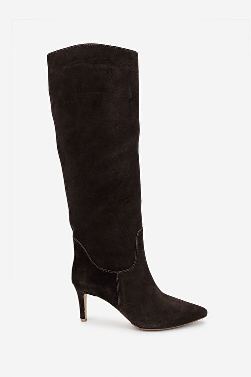 Valmenti Kadın Kahverengi Süet Topuklu Çizme - Görsel 2