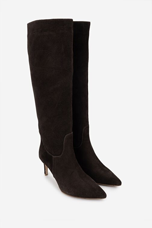 Valmenti Kadın Kahverengi Süet Topuklu Çizme - Görsel 3
