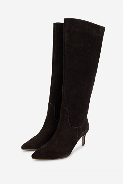Valmenti Kadın Kahverengi Süet Topuklu Çizme - Görsel 6