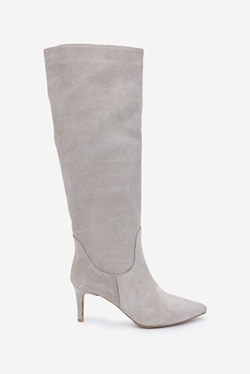 Valmenti Kadın Bej Süet Topuklu Çizme - Görsel 2