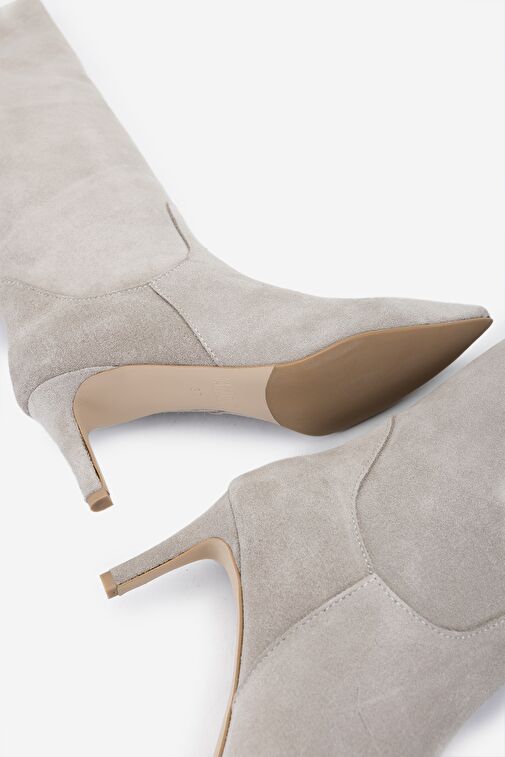 Valmenti Kadın Bej Süet Topuklu Çizme - Görsel 5