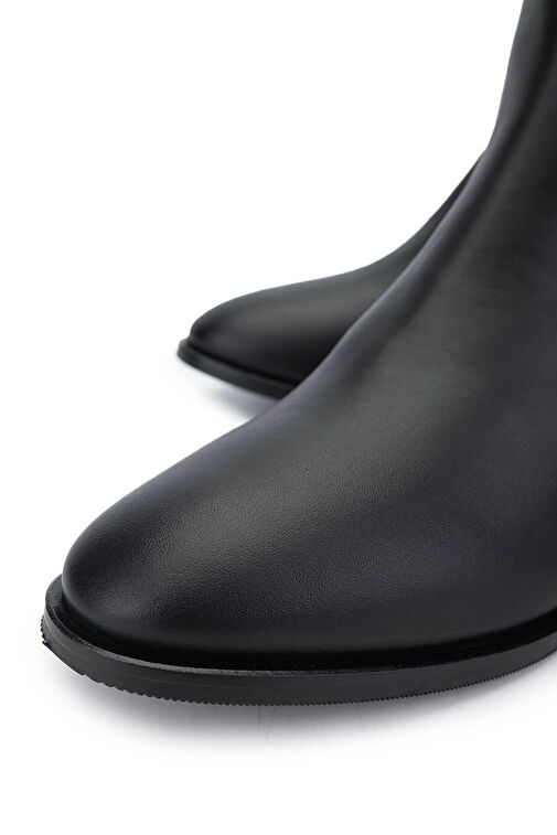 Tamer Tanca Kadın Hakiki Deri Siyah Deri Topuklu Bot - Görsel 4