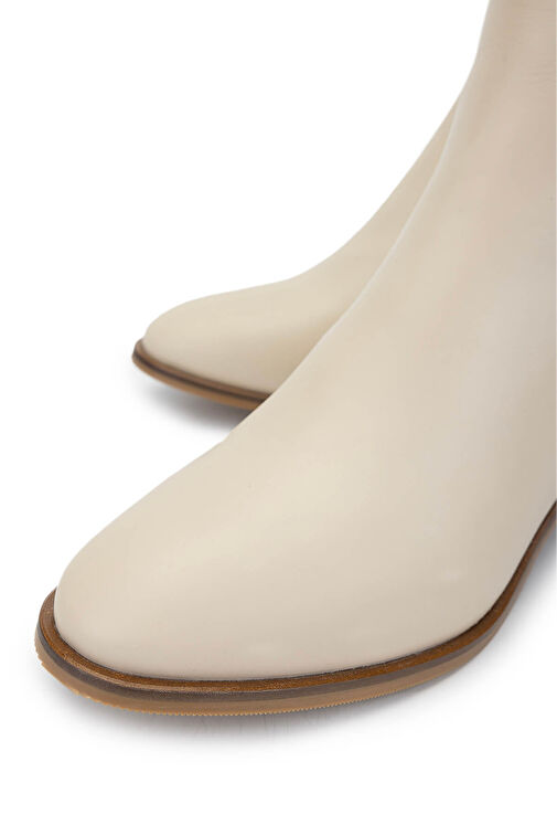 Tamer Tanca Kadın Hakiki Deri Bej Topuklu Bot - Görsel 4