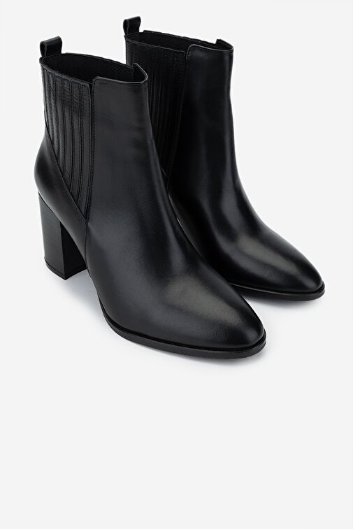 Valmenti Kadın Siyah Deri Topuklu Bot - Görsel 3