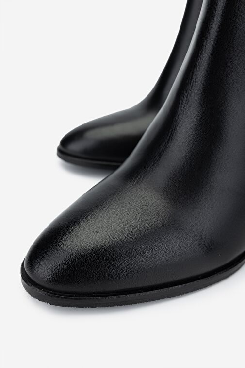 Valmenti Kadın Siyah Deri Topuklu Bot - Görsel 4