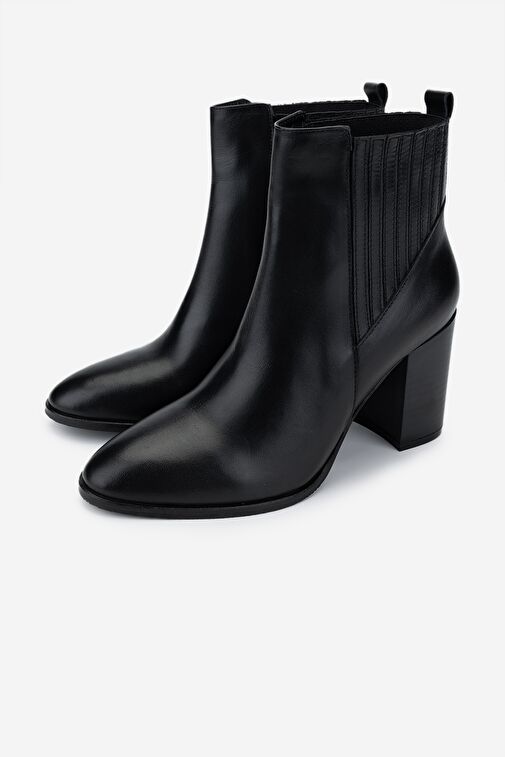 Valmenti Kadın Siyah Deri Topuklu Bot - Görsel 6