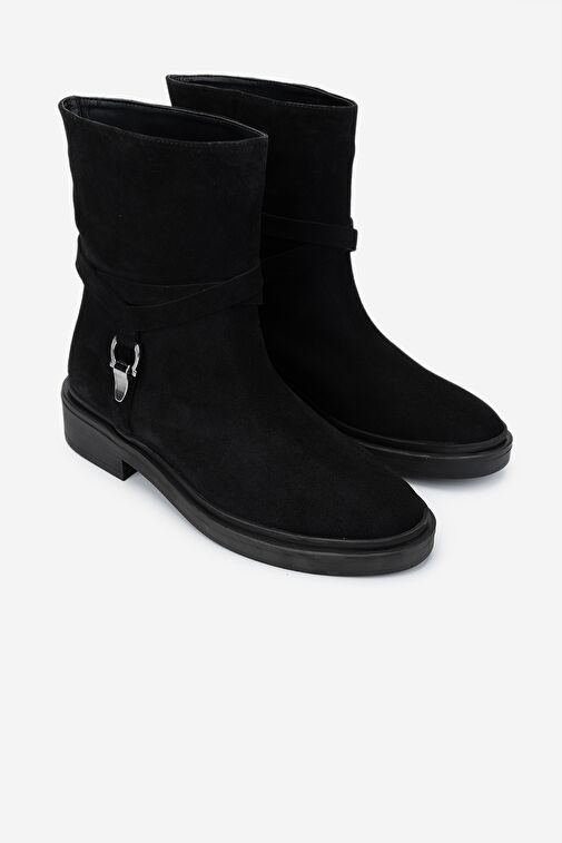 Valmenti Kadın Siyah Süet Düz Bot - Görsel 3