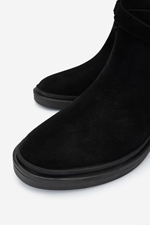 Valmenti Kadın Siyah Süet Düz Bot - Görsel 4