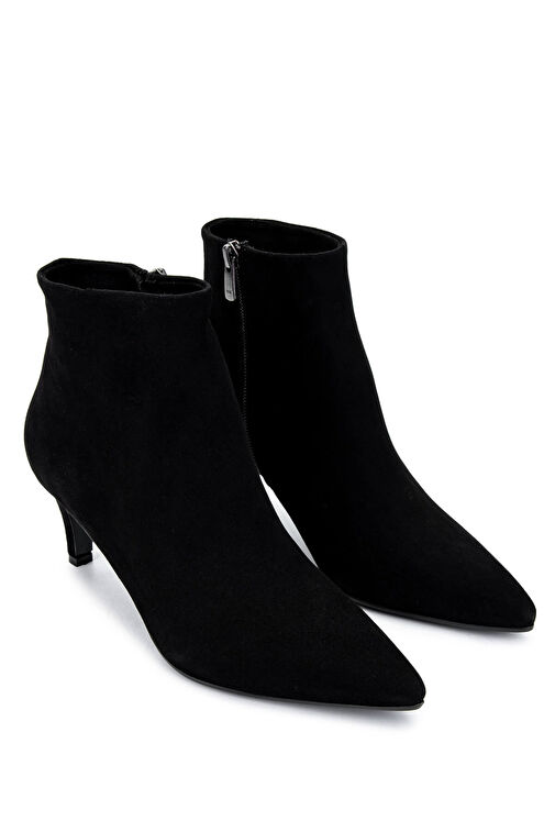 Tamer Tanca Kadın Hakiki Deri Siyah Süet Topuklu Bot - Görsel 3