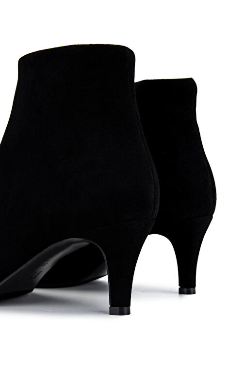 Tamer Tanca Kadın Hakiki Deri Siyah Süet Topuklu Bot - Görsel 6