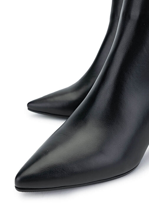 Tamer Tanca Kadın Hakiki Deri Siyah Deri Topuklu Bot - Görsel 4