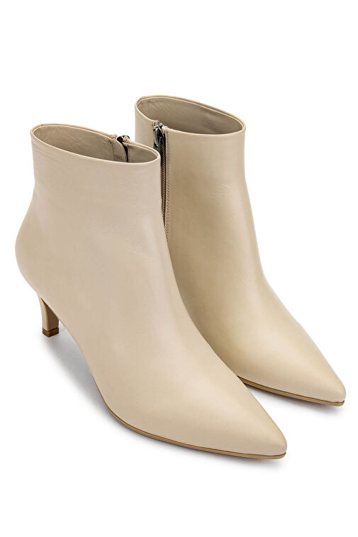 Tamer Tanca Kadın Hakiki Deri Bej Topuklu Bot - Görsel 3