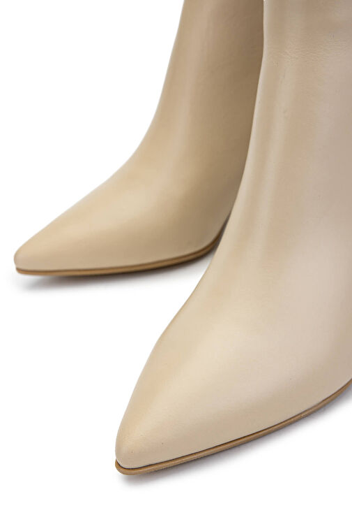 Tamer Tanca Kadın Hakiki Deri Bej Topuklu Bot - Görsel 4