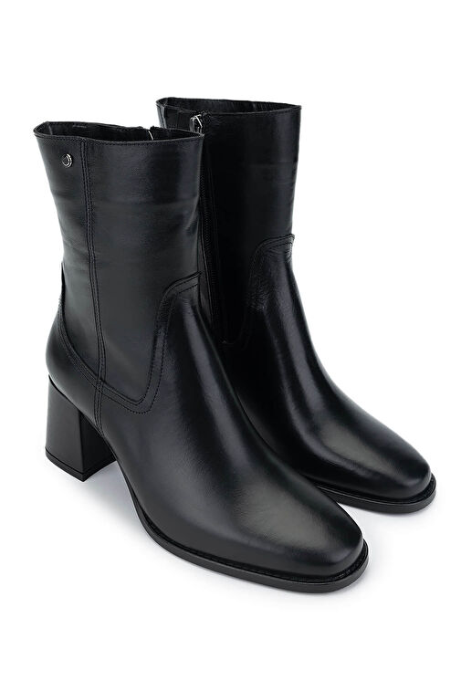 Tamer Tanca Kadın Hakiki Deri Siyah Deri Topuklu Bot - Görsel 3