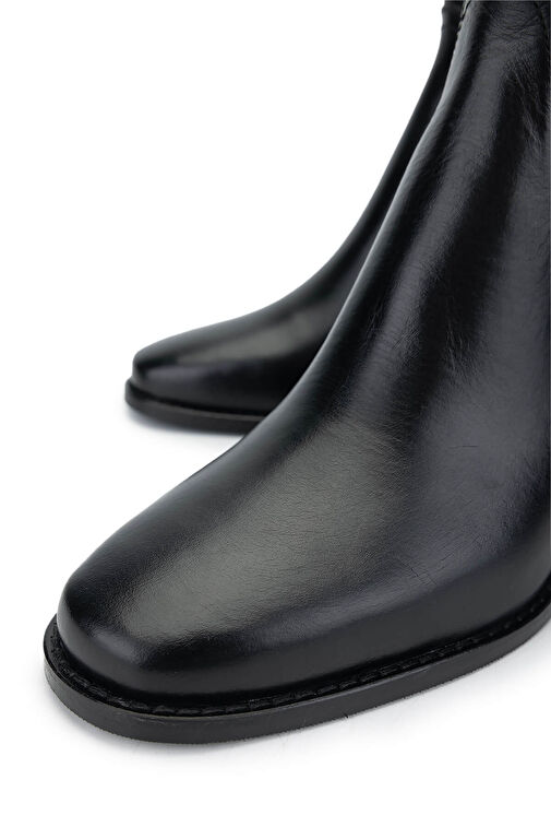 Tamer Tanca Kadın Hakiki Deri Siyah Deri Topuklu Bot - Görsel 4