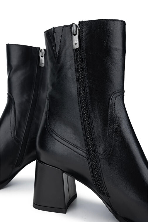 Tamer Tanca Kadın Hakiki Deri Siyah Deri Topuklu Bot - Görsel 5