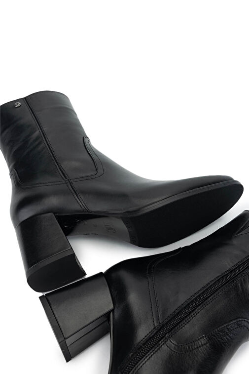 Tamer Tanca Kadın Hakiki Deri Siyah Deri Topuklu Bot - Görsel 6