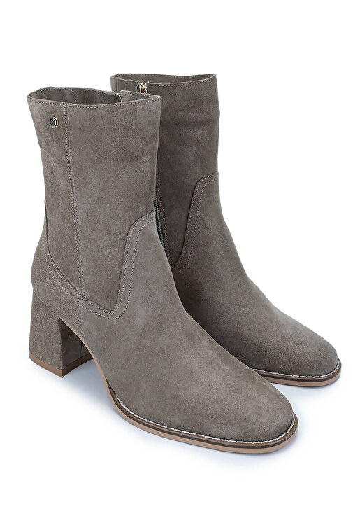 Tamer Tanca Kadın Hakiki Deri Vizon Süet Topuklu Bot - Görsel 3