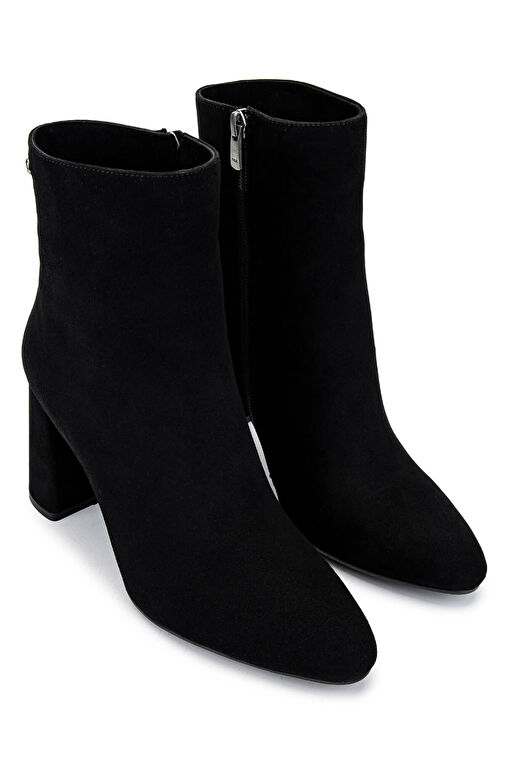 Tamer Tanca Kadın Hakiki Deri Siyah Süet Topuklu Bot - Görsel 3